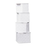 Cumpara ieftin Set 4 cutii depozitare cu capac, albe 17 x 17 x 16 cm, 19 x 19 x 17 cm, 21 x 21 x 18 cm, 23 x 23 x 18,5 cm