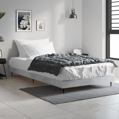 vidaXL Cadru de pat, gri beton, 90x200 cm, lemn prelucrat foto