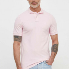 BOSS Orange tricou polo bărbați, culoarea roz, uni 50507803