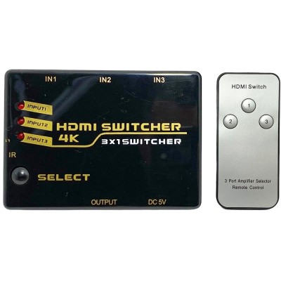 Comutator HDMI 3C+telecomanda 4k foto