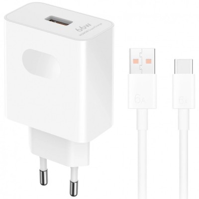 Incarcator Retea Cu Cablu USB-C Honor HN-110600E00, 66W, 6A, 1 x USB-A, Alb 5503AAHX foto