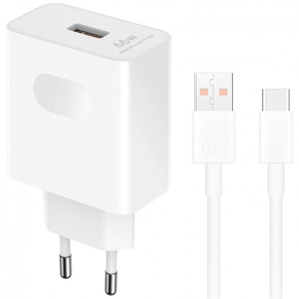 Incarcator Retea Cu Cablu USB-C Honor HN-110600E00, 66W, 6A, 1 x USB-A, Alb 5503AAHX