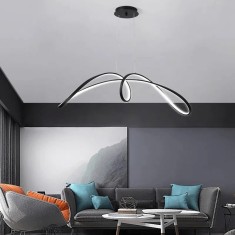 Lustra LED, suspendata, 108W, negru, lumina calda/neutra/rece, inaltime 1, 5m reglabila, telecomanda, intensitate reglabila