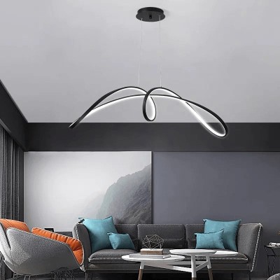 Lustra LED, suspendata, 108W, negru, lumina calda/neutra/rece, inaltime 1, 5m reglabila, telecomanda, intensitate reglabila foto