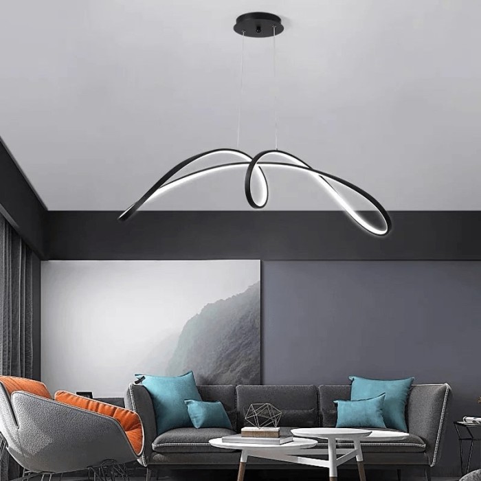 Lustra LED, suspendata, 108W, negru, lumina calda/neutra/rece, inaltime 1, 5m reglabila, telecomanda, intensitate reglabila