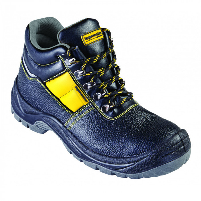 Pantofi de protectie S3 Top Master, marimea 43, piele naturala, bombeu metalic, parti reflectorizante, Negru/Galben