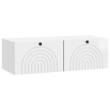 vidaXL Oglindă TV montată pe perete Alb foarte lucios 98 x 41 x 30 cm 898189