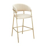 Cumpara ieftin Scaun bar catifea bej crom auriu Dasmin 55x58x107 cm