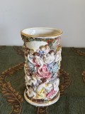 Vază porțelan vintage japonez scenă cu curteni capodimonte