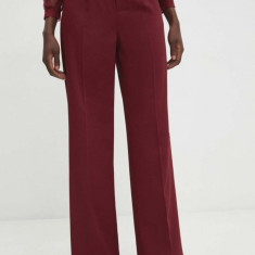 Answear Lab pantaloni femei, culoarea bordo, lat, high waist