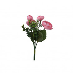 Floare artificiala Ranunculus, Decoris, 12 x 4 x 23 cm, poliester, roz