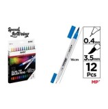 Cumpara ieftin Set markere creative MP, 2 capete, varf pensula + varf 0.4 mm, 12 buc