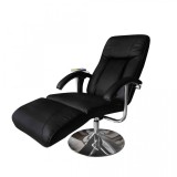 Fotoliu reglabil de masaj electric, piele artificială, negru, vidaXL