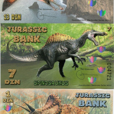 RARR : FANTASY NOTES = JURASSIC BANK - 1 + 7 + 13 DIN - 2015 - UNC / POLIMER