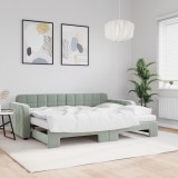 VidaXL Pat de zi cu extensie și saltele, gri deschis 80x200 cm catifea