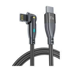 Cablu date si incarcare rapida, rotire 180, SuperFastCharge 27W, PRESTIGE CHARGE&reg;, pentru Apple Iphone si Ipad, TEXTIL PREMIUM, USB-C la Lightning, 1m