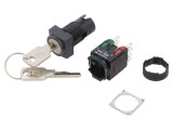 "Comutator Rotativ cu Cheie Negru 16mm 2NC NO"