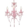 VidaXL Candelabru cu mărgele, roz, rotund, 3 becuri E14