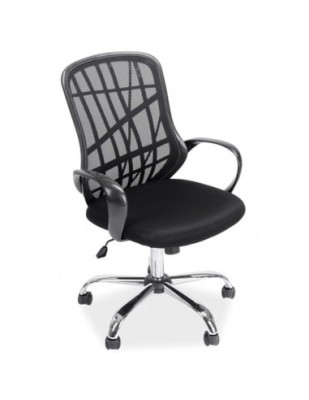 Scaun de birou cu mesh SL Dexter, cadru cromat, mecanism de balans, roti pivotante, 100 kg, negru foto