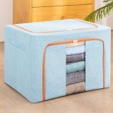 Cutie de depozitare pliabil&Auml; premium, 100l, textil, cadru metalic, fermoar de &Atilde;nchidere, fereastr&Auml; frontal&Auml;, 60x42x40 cm, bleu