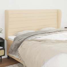 vidaXL Tăblie de pat cu aripioare, crem, 183x23x118/128 cm, textil