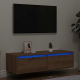Comodă TV cu lumini LED, stejar artizanal, 100X35,5x25 cm