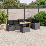 Cumpara ieftin Set canapele de grădină cu perne, 7 piese, negru, poliratan