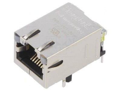 Soclu RJ45 ecranat cu LED 8p8c THT foto