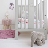 Patut din lemn pentru bebe inaltime saltea reglabila Star Baby Gri 120x60 cm, Woodies Safe Dreams