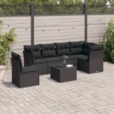 Cumpara ieftin Set canapele de grădină cu perne, 7 piese, negru, poliratan