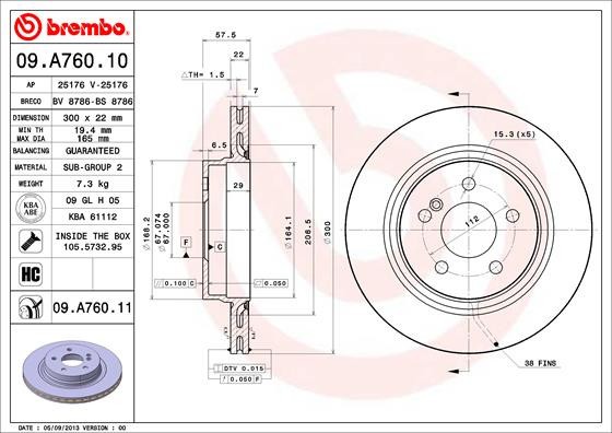 BREMBO 09.A760.11 PRIME LINE - UV Coated Disc frana