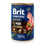 BRIT Premium By Nature, Porc și Trahee, pachet economic conservă hrană umedă fără cereale c&acirc;ini, (pate), 800g x 6