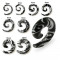 Expander spirală pentru ureche, alb cu ornamente negre - Lățime: 8 mm