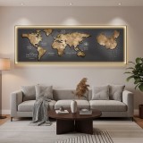 Tablou Decorativ cu iluminare LED Harta a Lumii,120 x 60 cm,24W,Lumina Neutra,Aliaj de Aluminiu si MDF