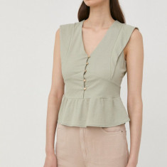 Morgan bluza femei, culoarea verde, neted