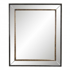 Oglinda de perete cu rama din lemn auriu negru 50 cm x 3 cm x 60 h foto