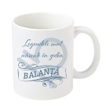 Cana alba personalizata &quot;Legendele sunt nascute in zodia Balanta&quot;, INOVATIX&reg;. 330ml