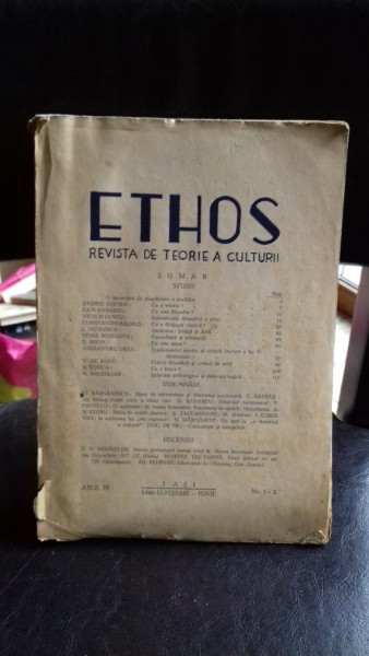 ETHOS - REVISTA DE TEORIE A CULTURII IANUARIE -IUNIE 1946