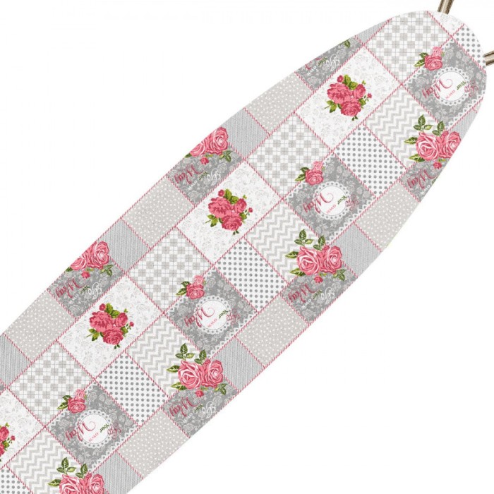 Husă Masă de Călcat, Bumbac, Model Carouri și Flori, 140x50cm, Multicolor
