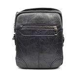 Geanta Barbati Umar/Mana Shidai, Piele Ecologica, Neagra, Casual/Eleganta, 27x22x7 cm