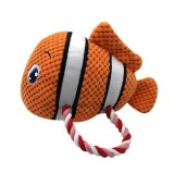 Jucarie de plus ecologica pentru caini Nunbell, Pestele Nemo cu franghie din sisal, bumbac