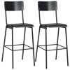 Set 2 Scaune Bar Gossi Negre, Placaj Solid &amp; Otel, 116.5 cm, Stivuibile, Bucatarie/Living