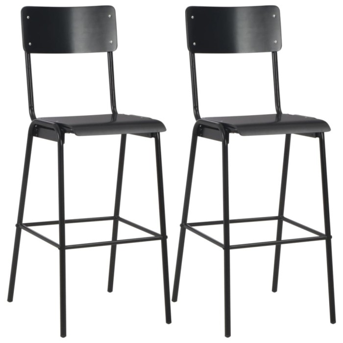 Gossi scaune de bar, 2 buc., negru, placaj solid, otel