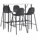 VidaXL Set mobilier de bar, 5 piese, gri &icirc;nchis, material textil