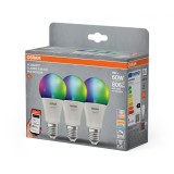 Set 3 becuri LED smart OSRAM SMART+ Matter E27, 9W, RGBW, Wi-Fi