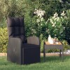 Scaun Gradina Rabatabil vidaXL, Negru, Poliratan, Perne Incluse, Inclinare Ajustabila, Confortabil, Relaxare Terasa/Gradina