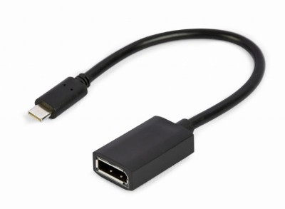 CABLU video GEMBIRD, adaptor USB 3.1 Type-C (T) la DisplayPort (M), 15cm, rezolutie maxima 4K UHD (3840 x 2160) la 60 Hz, negru, &amp;quot;A-CM-DPF-02&amp;quot; (timbru foto