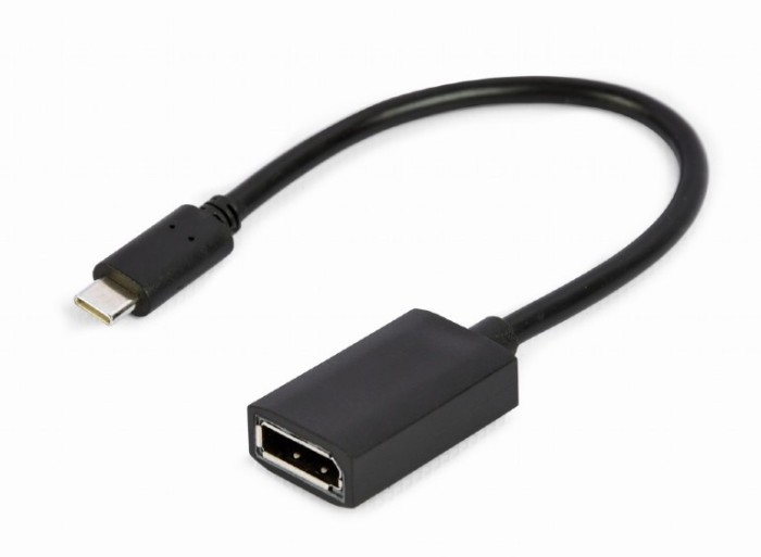 CABLU video GEMBIRD, adaptor USB 3.1 Type-C (T) la DisplayPort (M), 15cm, rezolutie maxima 4K UHD (3840 x 2160) la 60 Hz, negru, &quot;A-CM-DPF-02&quot; (timbru