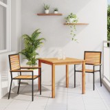 Set masă grădină 3 piese Negru ratan sintetic Akacia