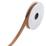 Panglică Crăciun, Model Auriu-Roșu, Lungime 5m, Lățime 9mm, Compoziție 90% Fibre Metalice, 10% Nailon, Oem